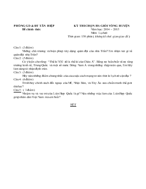 Kỳ thi chọn học sinh giỏi vòng huyện năm học 2014  2015 môn lịch sử